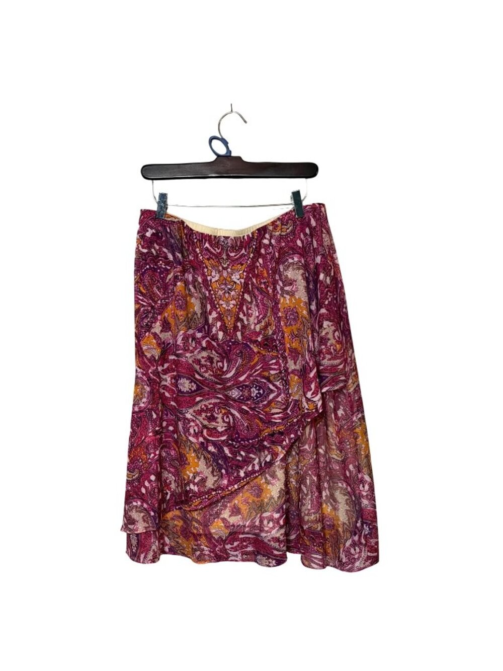 Covington Womens Large Pink Paisley High-Low Skirt Recycled Polyester Flowy